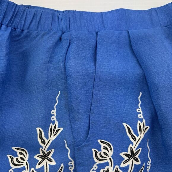 Anthropologie Blue Pants Leifnotes Blooming Perennial Cropped Floral Size 6 - Picture 10 of 12